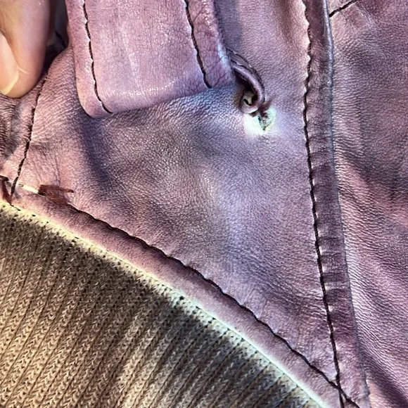 Vintage Y2K Hugo Boss Orange Label Pink/Purple Faded Distressed Leather Jacket